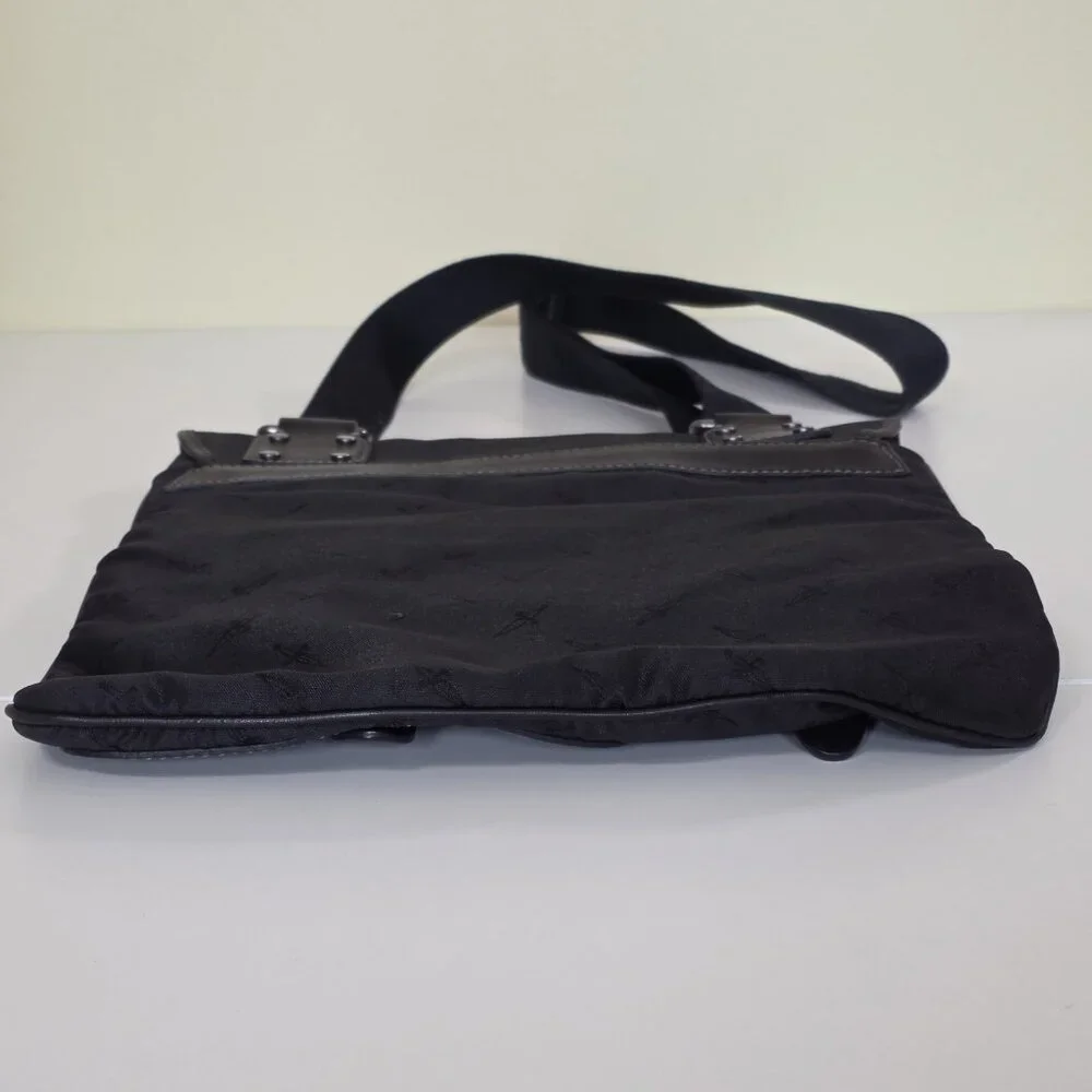 Cesare Paciotti Messenger Cross Body Dagger AOP Bag Made In Italy Black Embossed